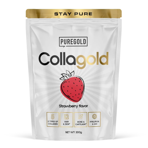 CollaGold Marha és Hal kollagén italpor hialuronsavval - Strawberry Daiquiri - 300g - PureGold - 