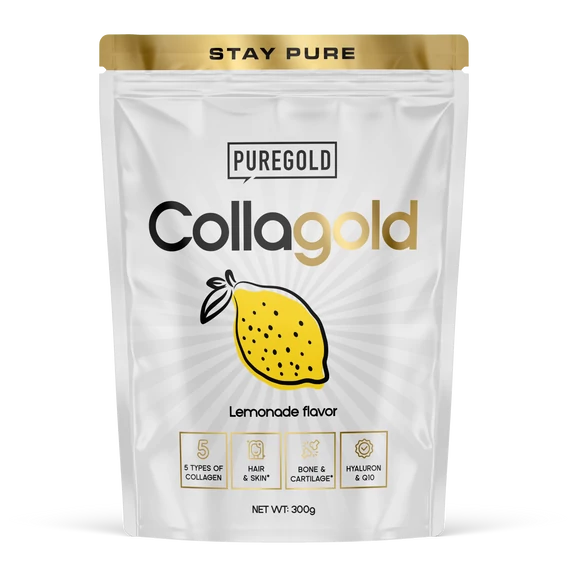 CollaGold Marha és Hal kollagén italpor hialuronsavval - Lemonade - 300g - PureGold - 